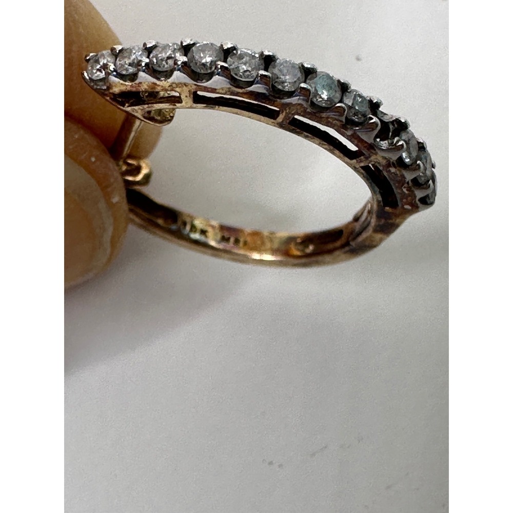 10k MSI Gold Hoop Diamonds Earring SINGLE ONLY ONE Hinged Post *Missing 1 Stone - Picture 8 of 15